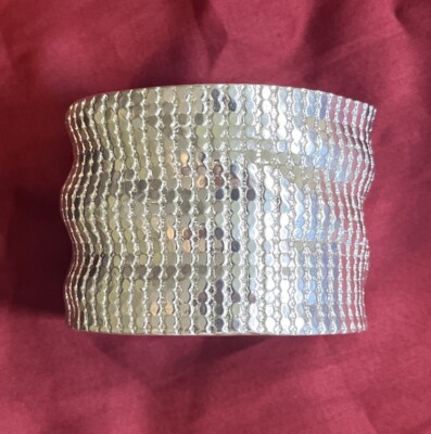 Karine Sultan Wavy Cuff Bracelet. New Slightly Adjustable. Sterling Silver Plate