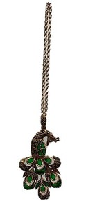 Authentic Gia Mele Necklace 14K Peacock Gold Plated Plique a Jour Marcasite Pendant