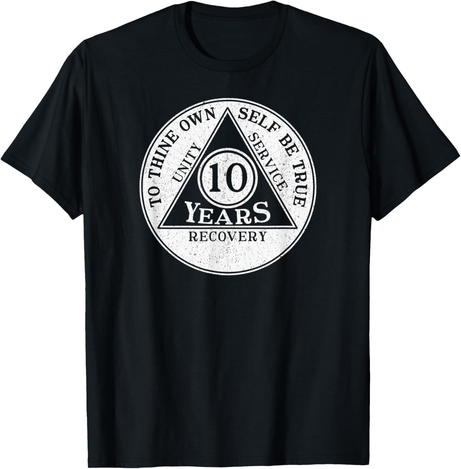 10 years sobriety coin recovery coin gift t-shirt