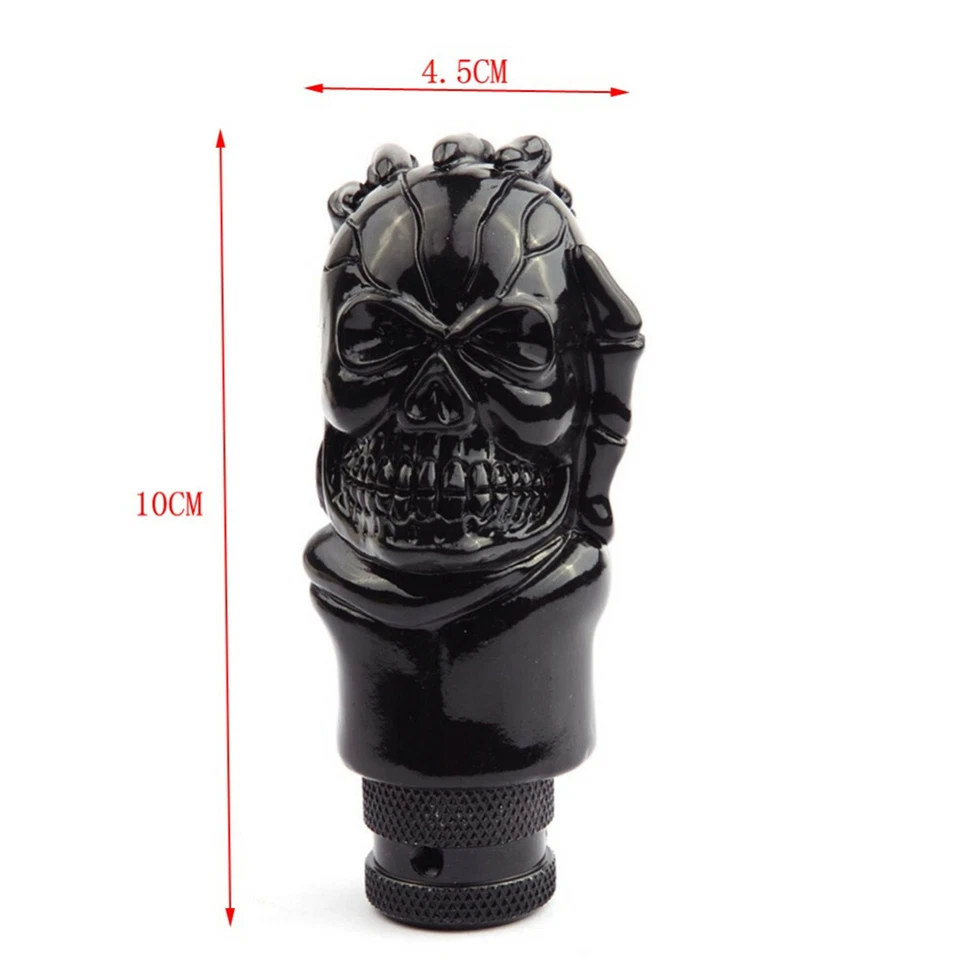 Manual Gear Stick Shift Car Shifter Lever Knob Black Skull Head Style Metal Kit - Image 3 of 4