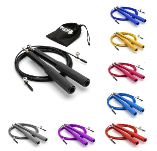1x Metal Coated Wire Adult Exercise Fitness Adjustable Boxing Skipping Rope UK - Afbeelding 1 van 53