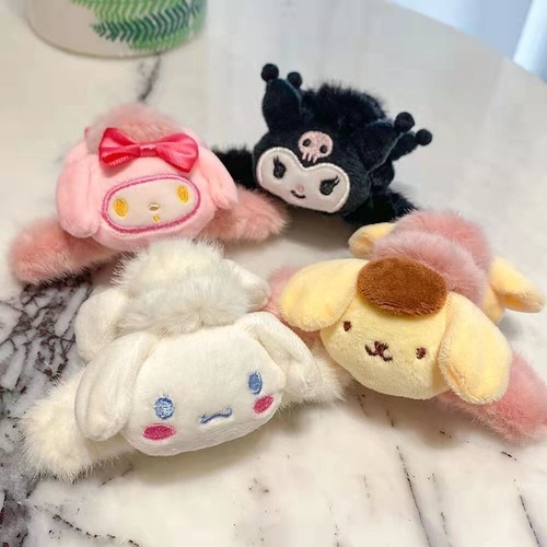 Sanrio Melody Hair Clips Claw Faux Fur Women Girl Nonslip Accessories