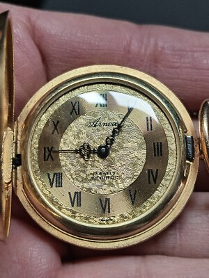 2 Vintage Gold Tone 17J Mechanical Wind Antique Pocket Watch Arnex Mepa RREPAIR Gold Vintage Arnex Pocket Watch 17 Jewels Incabloc Made In  main image 3