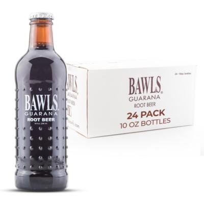 BAWLS Guarana Root Beer 10 oz Glass Bottle 24-Pack