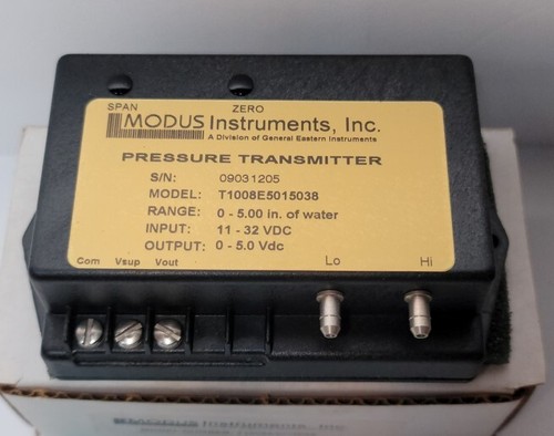 Modus Instruments Pressure Transmitter T10 T1008E501 0-5" Water 0-32Vac 0-5Vdc - Picture 3 of 4