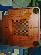 Antique - 2-Sided Carrom Game Board - Style-E  - No. 1 - Larchena - Made In USA