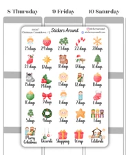 Christmas Holiday Countdown Planner Sticker #2, Calendar and Journal Sticker