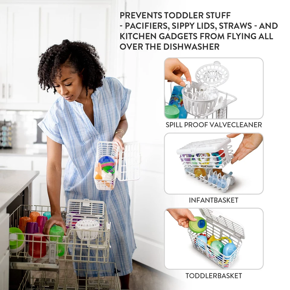 Prince Lionheart Cesta Lavavajillas Alta Capacidad 3 en 1 para Biberones, Blanco Foto 2 de 4