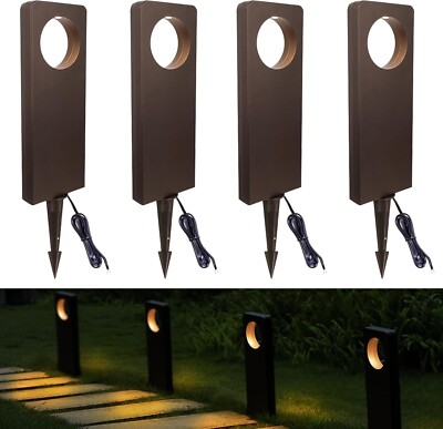 EZlumify Low Voltage 3W LED Outdoor Path Driveway Landscape Lights 12v - 4 Pack