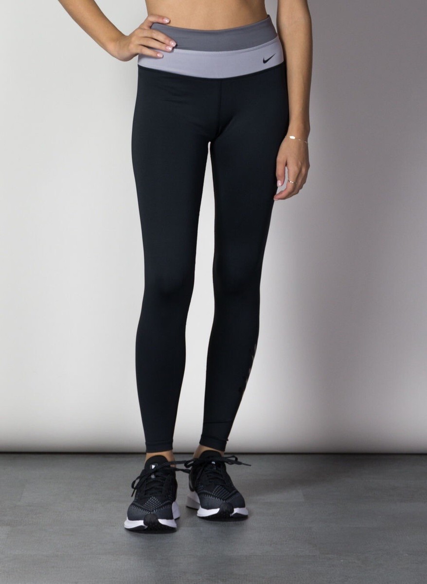 Nike Power Women’s Black Gray Stripes Training Tights (BV5737-011) Size XS  -NWT