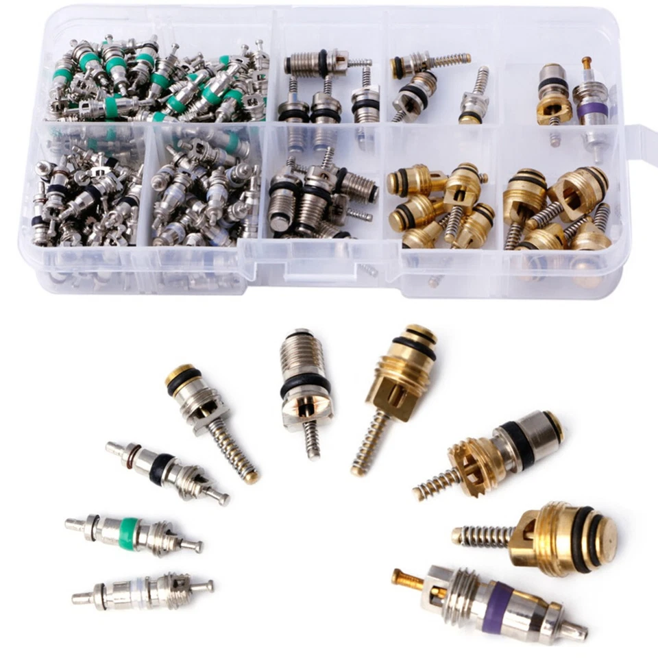 134 Pcs A/C R134A Automotive Air Conditioning Valve Cores Brass Assortment Kit - Image 2 of 4