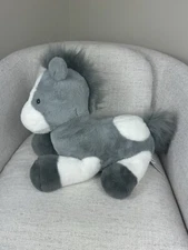 Animal Adventure Plush Horse Gray White Pony Donkey Stuffed Soft Floppy 15” 2022
