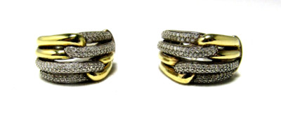 David Yurman Ohrringe Sterlingsilber & 18 Karat Labyrinth Doppelschlaufe pavefarbene Diamanten