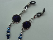 DRUZY MIDNIGHT BLUE CRYSTALS EYEGLASSES HOLDER CHAIN NECKLACE LOBSTER CLASPS