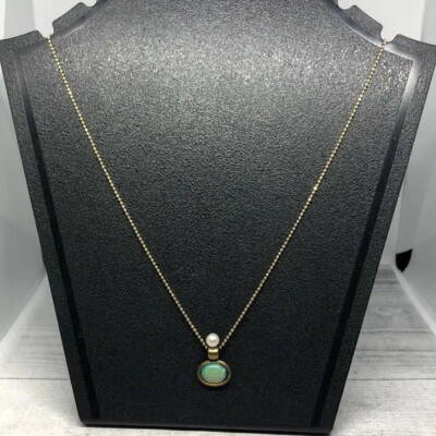 lionette by noa sade KAUAI chain necklace pearl opal pendant 14k gold vermeil
