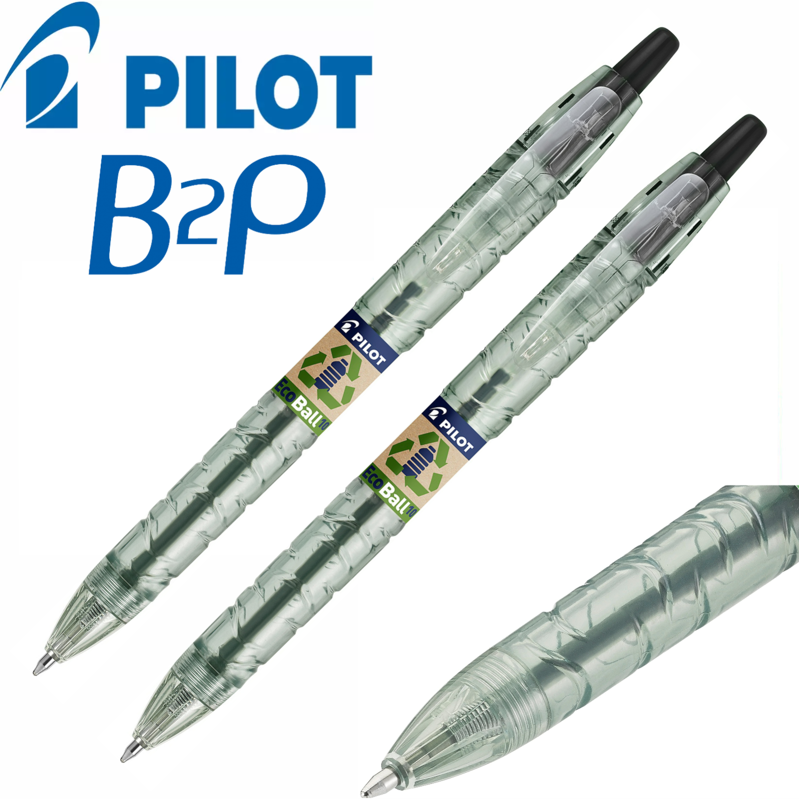 Pilot BegreeN B2P Ecoball Ballpoint Pen - Medium Tip - Pack of 2 - Black Ink