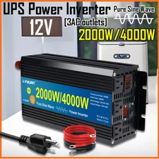 2000W 4000W Power Inverter Pure Sine Wave UPS Plug 12V to 110V Converter Travel