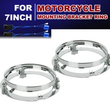 Pair 7Inch Round LED Headlight Mounting Ring Bracket for Jeep Wrangler JK Harley