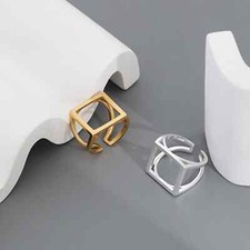 Sterling silver  Gold vermeil bold look square ring