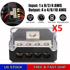 1 x 4 Gauge input to 4 x 8 Gauge Output Power Ground Distribution Block w/Cover