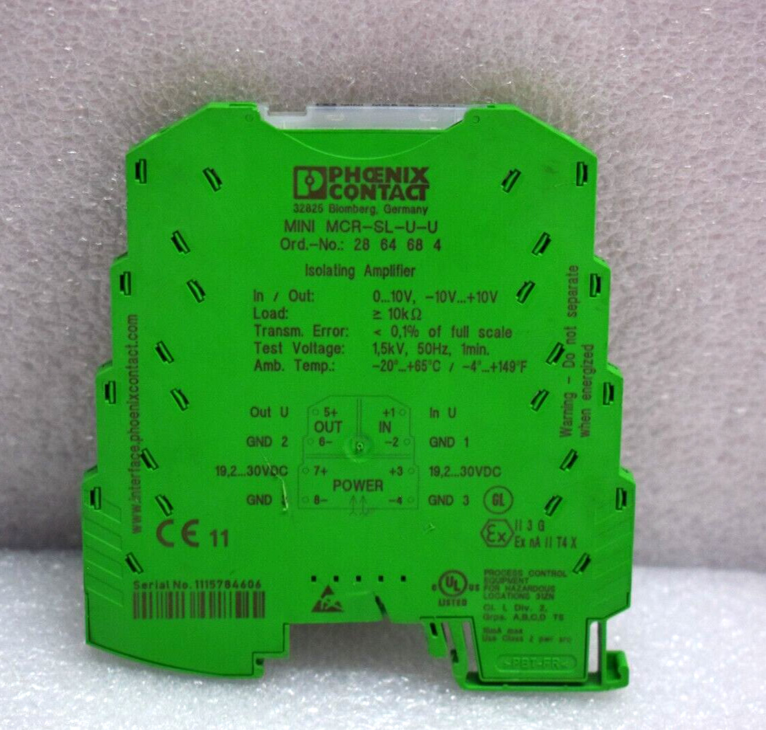 PHOENIX CONTACT MINI MCR-SL-U-U 1 CHANNEL MCR 3-WAY ISOLATING AMPLIFIER 50VAC