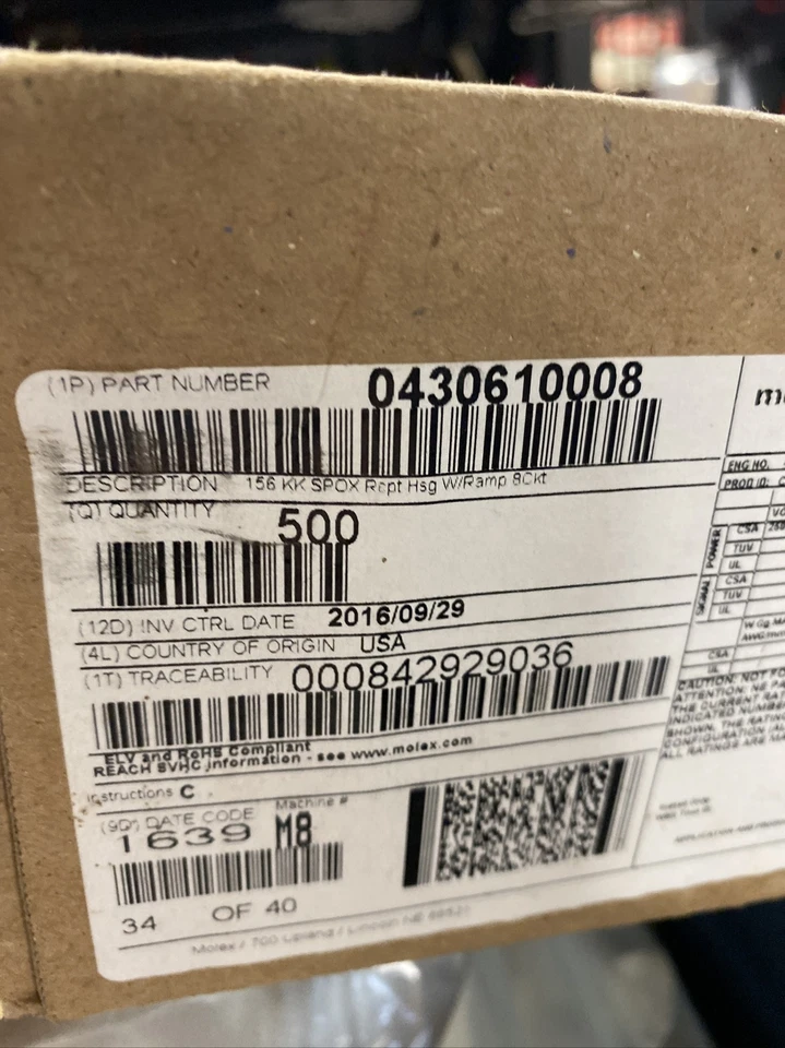 500 Case!Rectangular Connectors - Housings Receptacle Wire molex  0430610008 - Image 2 of 4