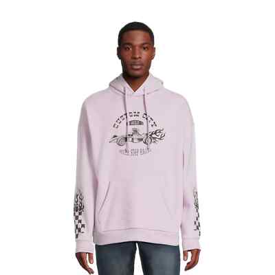 No Boundaries Men's Graphic Print Hoodie, Lavender Size 3XL(54-56