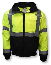 Radians Class 3 Two-in-One Highly Visible Lime & Black Bomber Safety Jacket