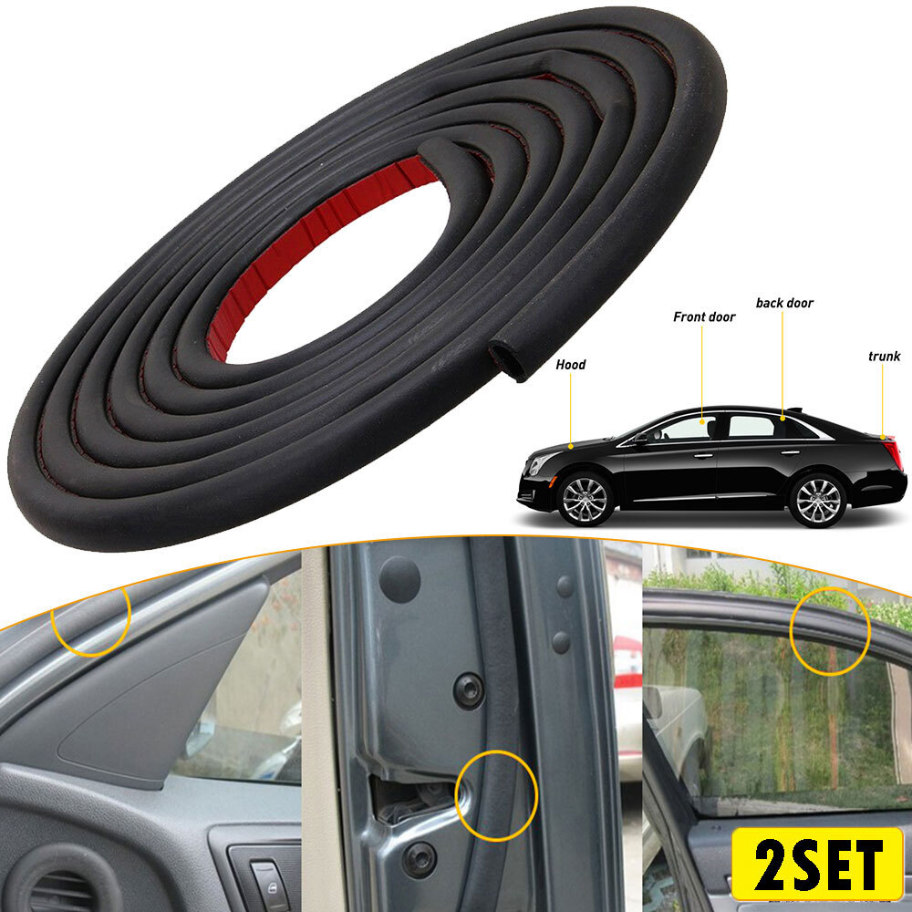 2X 5M D-Shape Hollow Rubber Car Door Seal Edge Guard Weatherstrip Universal Fit