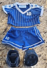 Build A Bear BABW Blue Sports Soccer Outfit Clothes Shirt Shorts 10  cleats