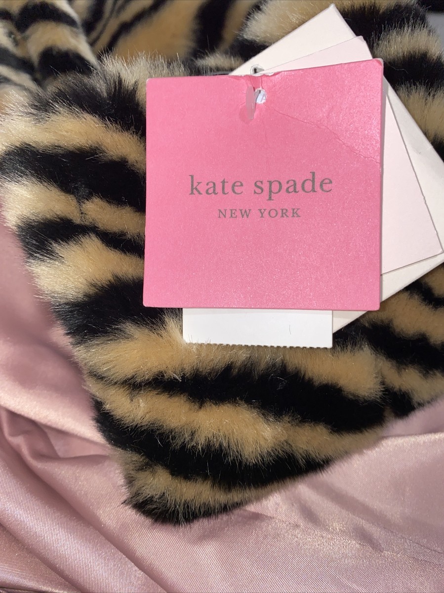kate spade ゼブラ柄ファーコート NEW Kate Spade Zebra Print Faux Fur Coat Button Front Womens