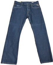 Replay Men blue denim jeans 36 x 34 straight leg Buttons Fly JIMI M923U.118.07D