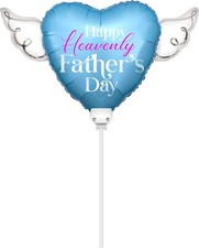 Happy Heavenly Father's Day Balloons on a stick Heart Shaped with angel wings