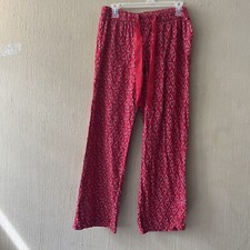 OLD NAVY Pajama Pants Size M Flannel Red w/ Hearts Elastic Drawstring PJ Bottoms