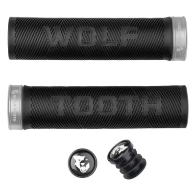 Wolf Tooth Echo LockOn Grip Silver Collar   AUS STOCK   Handlebar Grips MTB