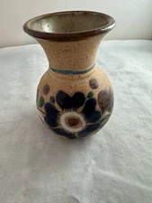 Tonala Mexican Pottery Vase 4” Floral Flowers Small