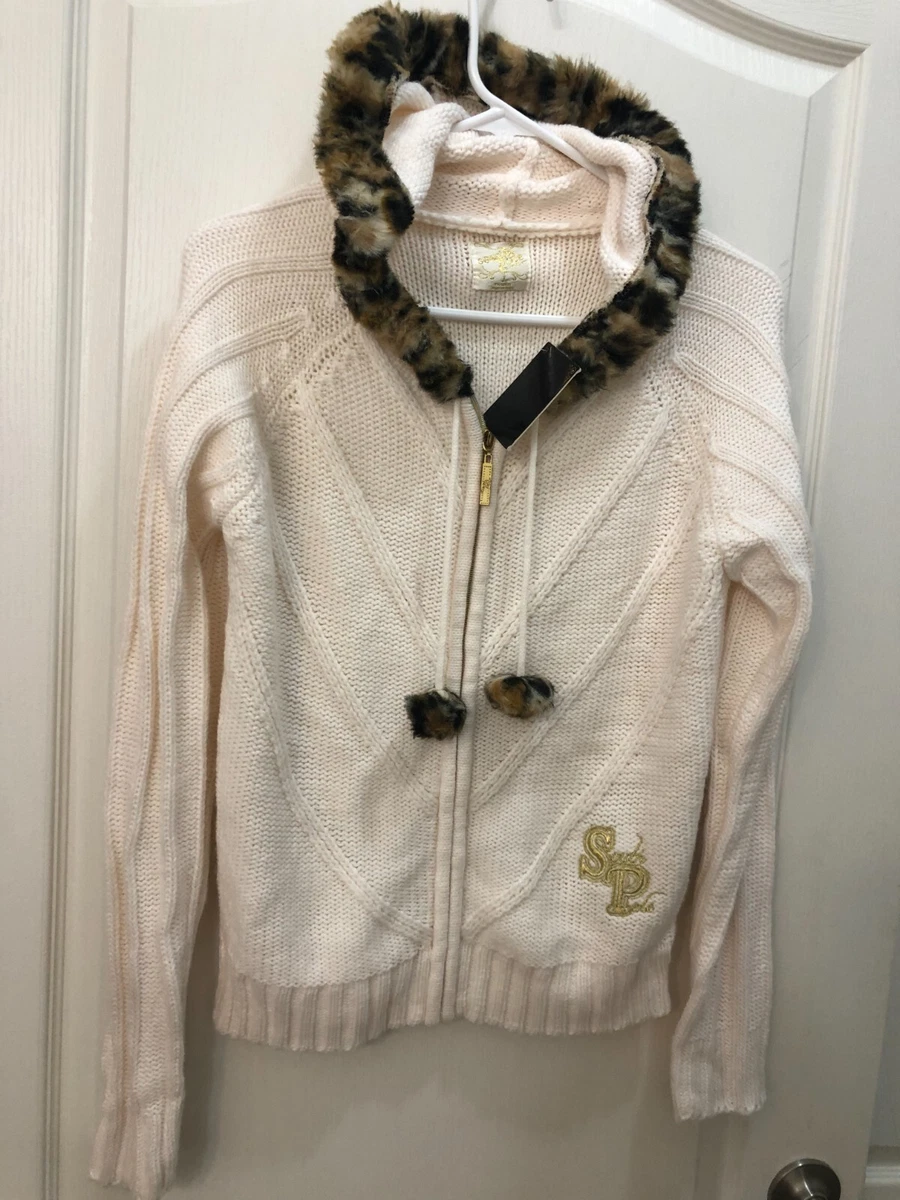 Cream faux fur zip hoodie sales