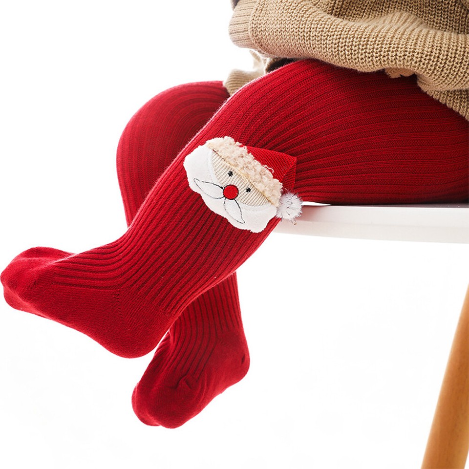 Baby Stretch Knitted Cotton Stockings Pompom Decor Leg Warmers