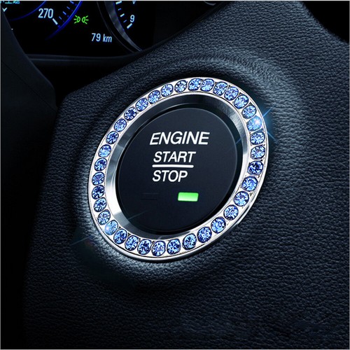 Bling Diamond Car Button Start Switch Decor Ring Cover Sticker Trim Accessories - Picture 4 of 10