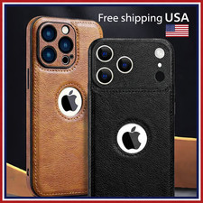 Leather Phone Case for iPhone 17 16e 15 14 13 12 11 Pro Max Shockproof Cover