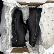 Image of DR MARTENS BLACK RECLAIMED LEATHER 1461 GENIX NAPPA LEATHER SHOES SIZE UK 9.5