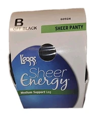 Leggs Women's Sheer Energy Sheer Panty B Off Black 60924 New Box Has Mild Damage