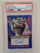 2024 Panini Prizm JAMES WOOD Prospect Signatures RC Auto Blue Shimmer #/8 PSA 10