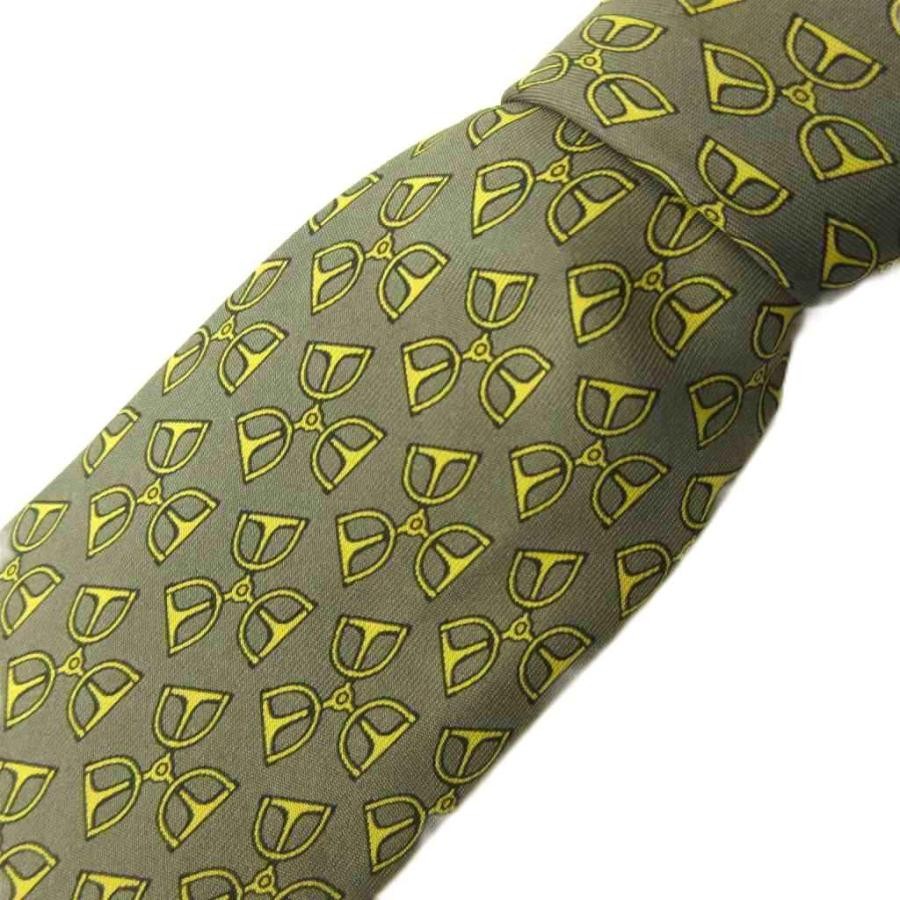 HERMES Regular Tie Patterned Silk Green Yellow Men - image 1