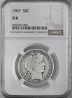 1907-P 50C BARBER SILVER HALF DOLLAR "PHILADELPHIA" NGC G6 #8405242-006 LOOKS VG