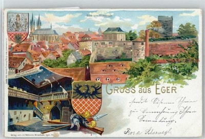 51163439 - Cheb view from the quarry, coat of arms, courtyard in the town house Wallensteinhaus