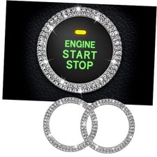 2PCS Bling Crystal Rhinestone Car Engine Start Stickers, Key Ignition  White