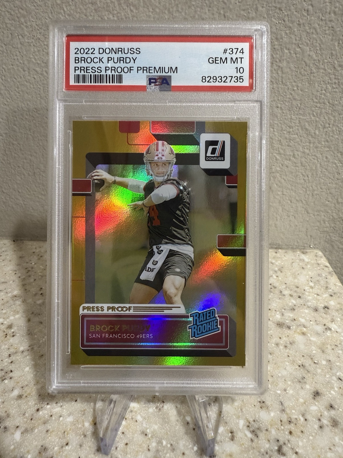 2022 Donruss - Rated Rookie Press Proof Premium #374 Brock Purdy (RC) - PSA 10