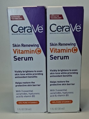 2 PACK CeraVe Skin Renewing Vitamin C Serum BRIGHTENS & EVENS SKIN TONE 1 fl.oz