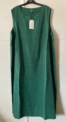 Seasalt women's Linen & relaxed Cresting Waves Sleeveless linen dress size 22